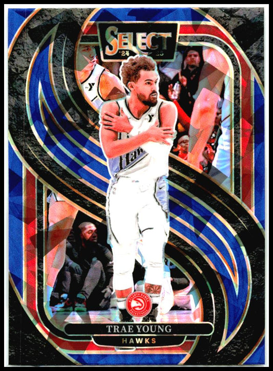 2024-25 Panini Select Blue Cracked Ice Prizm #123 Trae Young Atlanta Hawks