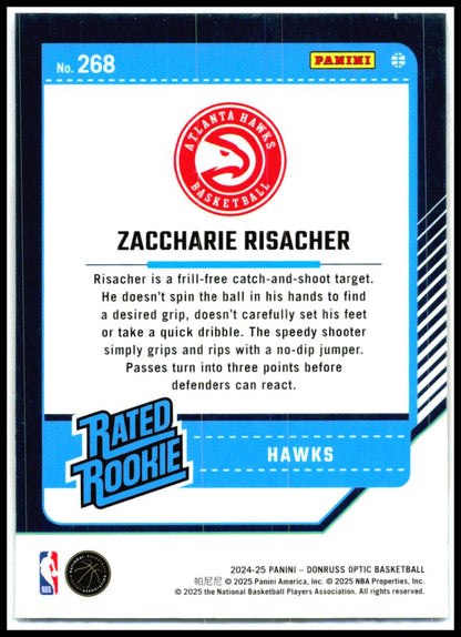 2024-25 Donruss Optic #268 Zaccharie Risacher Rookie Atlanta Hawks