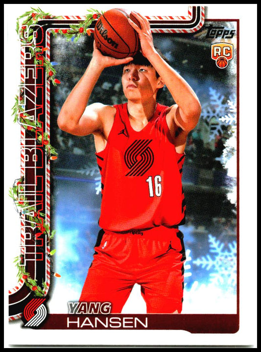 2025-26 Topps Holiday #H176 Yang Hansen Rookie Portland Trail Blazers