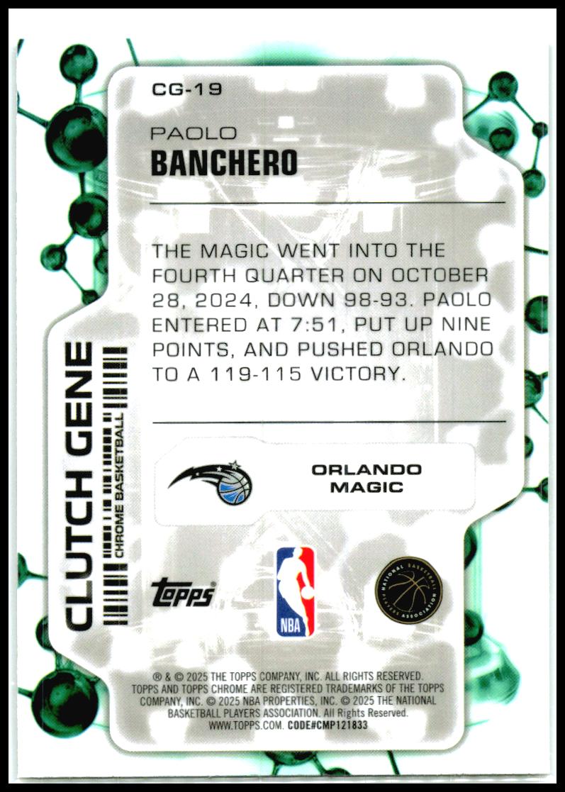 2025-26 Topps Chrome clutch gene #CG-19 Paolo Banchero