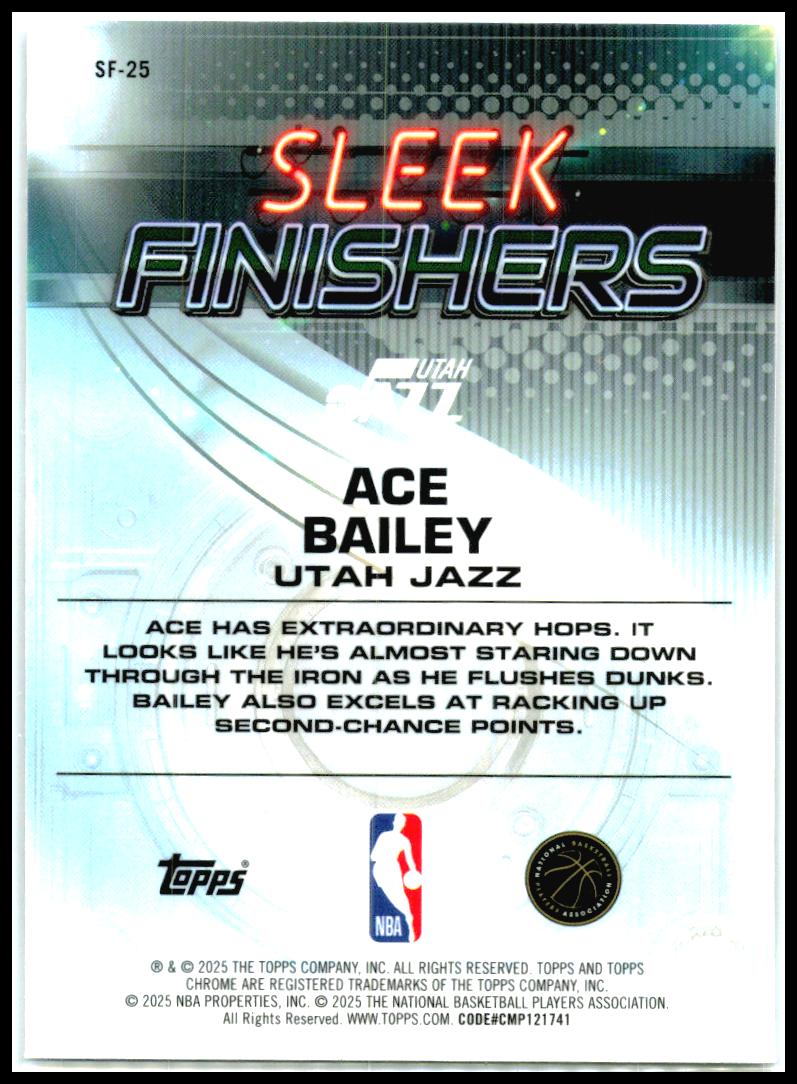 2025-26 Topps Chrome sleek finishers #SF-25 Ace Bailey