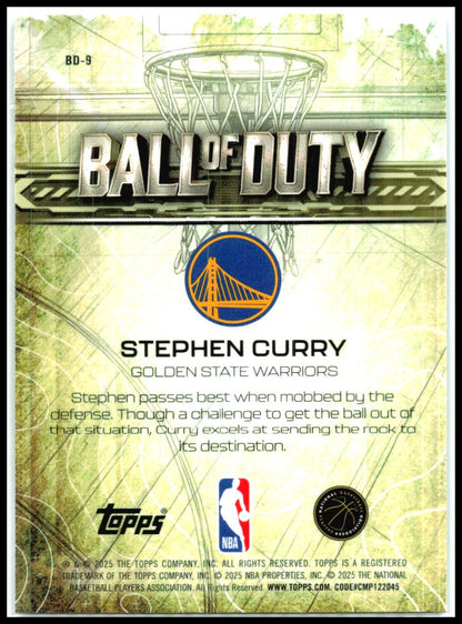2025-26 Topps Chrome ball of duty #BD-9 Stephen Curry