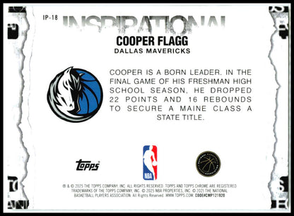 2025-26 Topps Chrome inspirational Dream Big #IP-8 Cooper Flagg