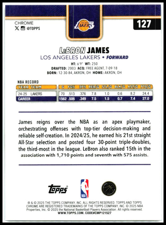 2025-26 Topps Chrome X-Fractor #127 LeBron James