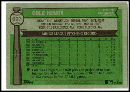 2025 HERITAGE HIGH NUMBER Chrome Refractor #697 Cole Henry