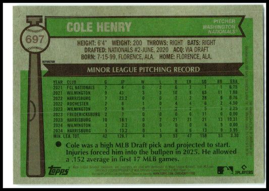 2025 HERITAGE HIGH NUMBER Chrome Refractor #697 Cole Henry