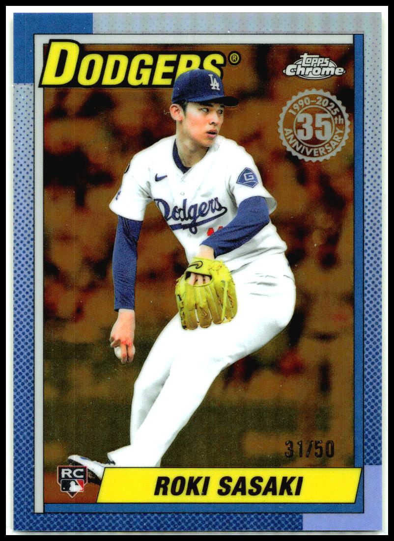 2025 Topps Chrome 1990 Topps Chrome Gold Refractor #90CU-18 Roki Sasaki Dodgers