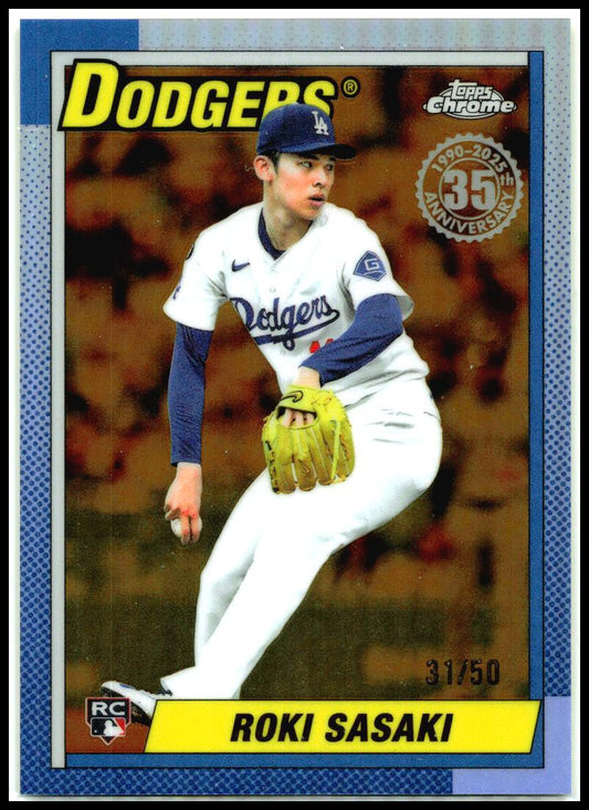 2025 Topps Chrome 1990 Topps Chrome Gold Refractor #90CU-18 Roki Sasaki Dodgers
