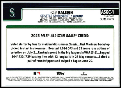 2025 Topps Update 2025 All-Star Game #ASG-9 Cal Raleigh Seattle Mariners