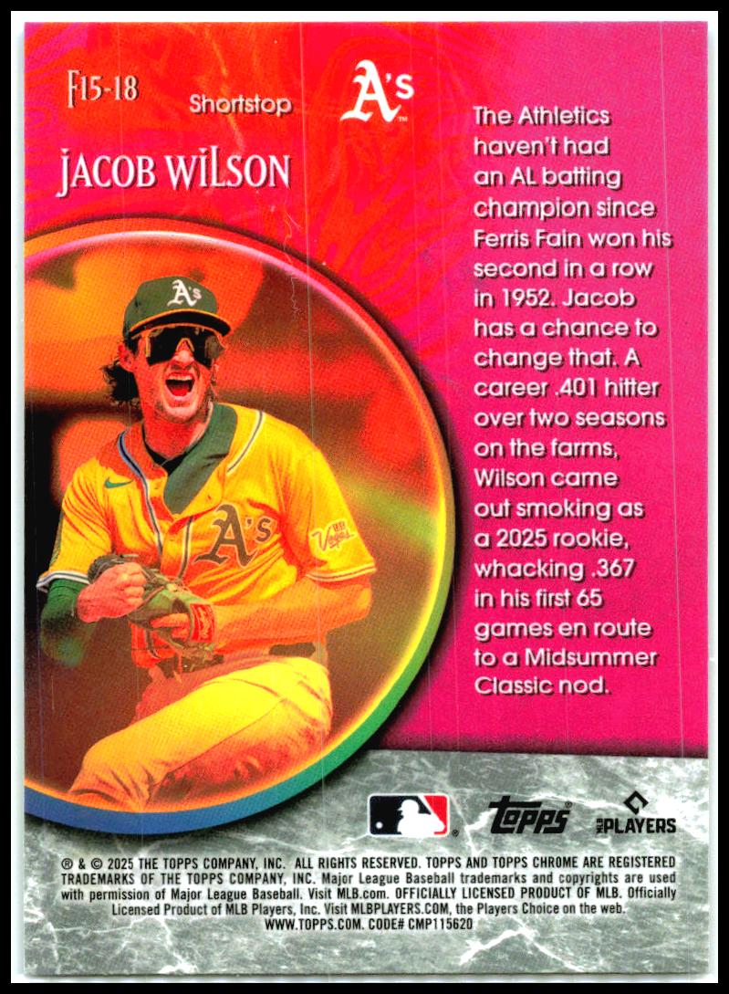 2025 Topps Chrome Update Fortune 15 #F15-18 Jacob Wilson Oakland Athletics