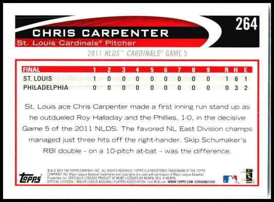 2012 Topps Blue #264 Chris Carpenter St. Louis Cardinals