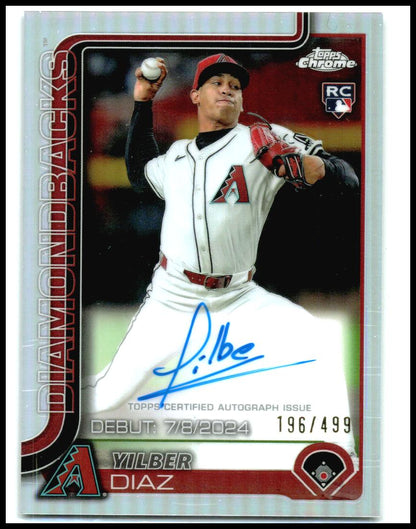 2025 Topps Chrome Rookie Debut Auto Refractor #CRDA-YD Yilber Diaz Auto Arizona