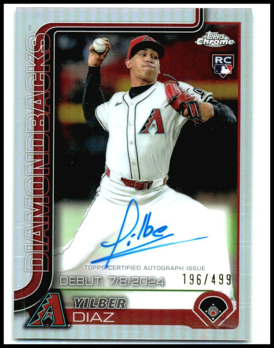 2025 Topps Chrome Rookie Debut Auto Refractor #CRDA-YD Yilber Diaz Auto Arizona
