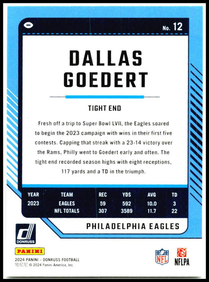 2024 Donruss #12 Dallas Goedert Philadelphia Eagles