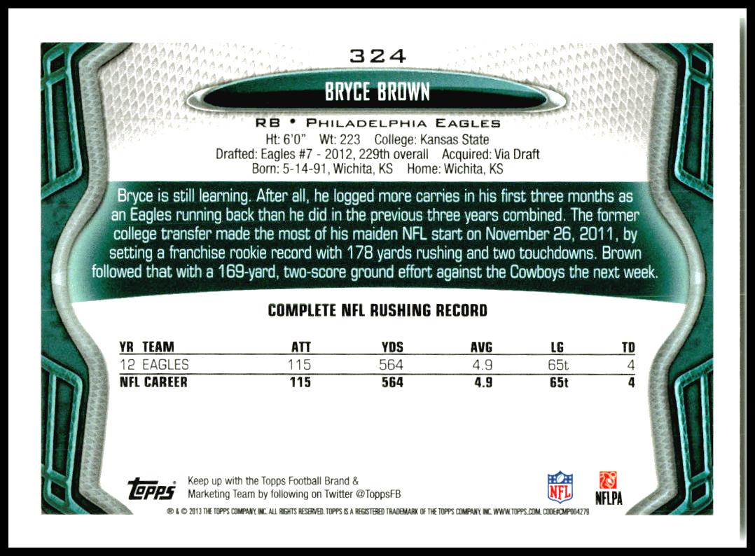 2013 Topps #324 Bryce Brown Philadelphia Eagles
