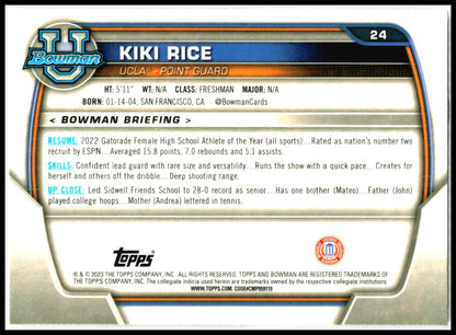2022-23 Bowman University Chrome #24 Kiki Rice UCLA Bruins