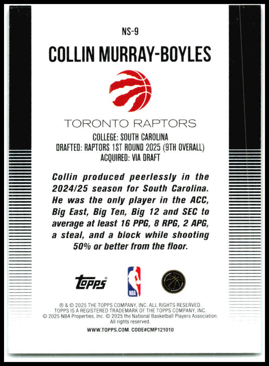 2025-26 Topps New School #NS-9 Collin Murray-Boyles Raptors
