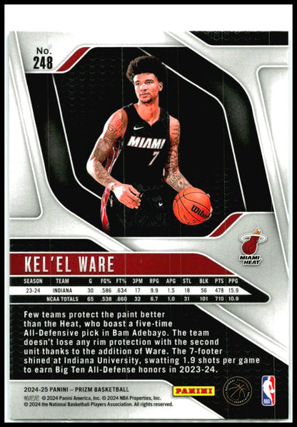 2024-25 Panini Prizm #248 Kel'el Ware Rookie Miami Heat