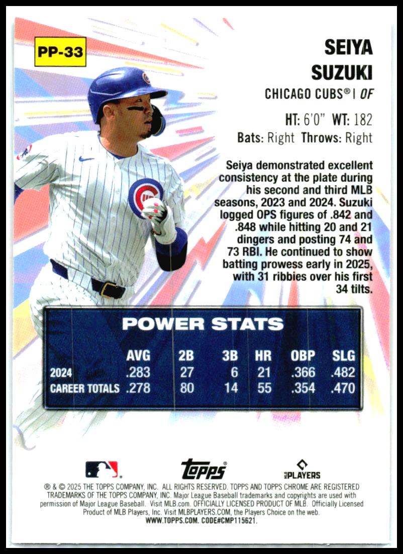 2025 Topps Chrome Update Power Players #PP-33 Seiya Suzuki Chicago Cubs