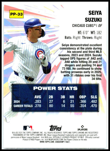 2025 Topps Chrome Update Power Players #PP-33 Seiya Suzuki Chicago Cubs