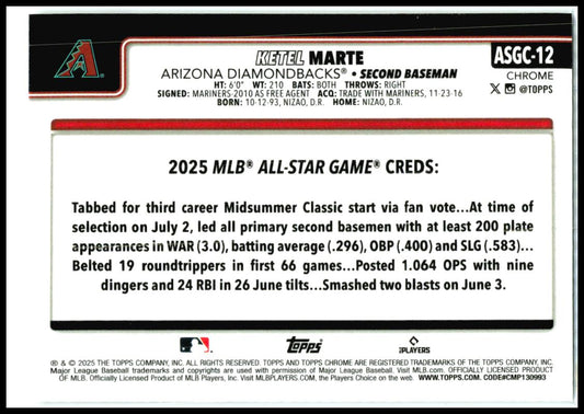 2025 Topps Update 2025 All-Star Game #ASG-15 Ketel Marte Arizona Diamondbacks