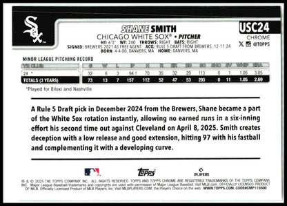 2025 Topps Chrome Update RayWave Refractor #USC24 Shane Smith Rookie White Sox