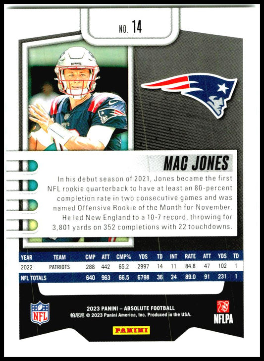 2023 Panini Absolute Retail #14 Mac Jones New England Patriots