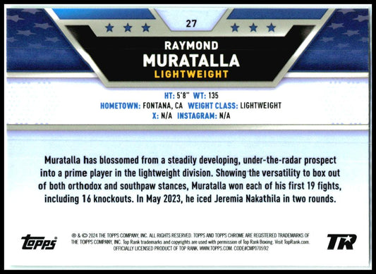 2024 Topps Chrome Aqua Refractor #27 Raymond Muratalla #/150