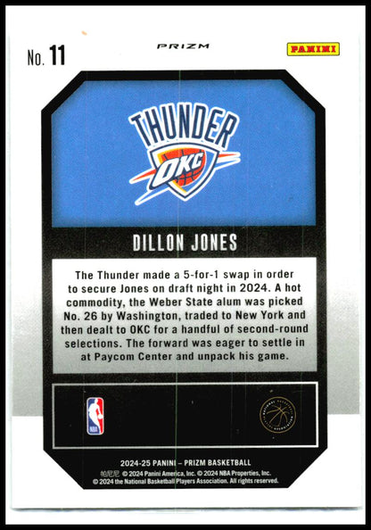 2024-25 Panini Prizm Emergent Prizms Silver #11 Dillon Jones Thunder