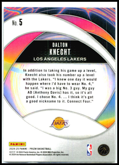 2024-25 Panini Prizm Instant Impact #5 Dalton Knecht Los Angeles Lakers
