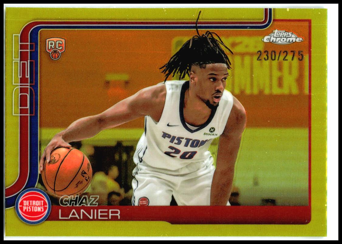 2025-26 Topps Chrome Yellow Refractors #288 Chaz Lanier Rookie Pistons