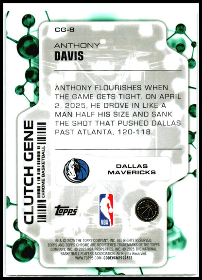 2025-26 Topps Chrome Clutch Gene #CG-8 Anthony Davis Dallas