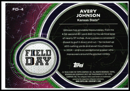 2025 Bowman University Best Field Day #FD-4 Avery Johnson Kansas State Wildcats