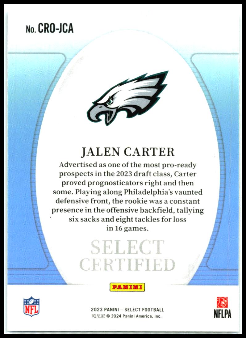 2023 Panini Select Select Certified Rookies #CRO-JCA Jalen Carter Eagles