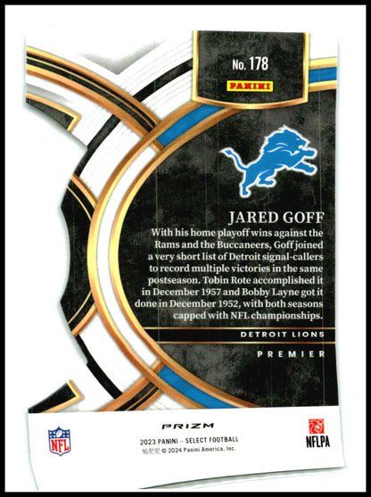 2023 Panini Select Silver Prizms Die Cuts #178 Jared Goff Detroit Lions