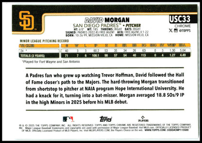 2025 Topps Chrome Update RayWave Refractor #USC33 David Morgan Rookie Padres