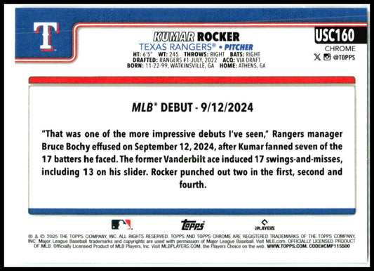 2025 Topps Update Raywave #US264 Kumar Rocker Texas Rangers