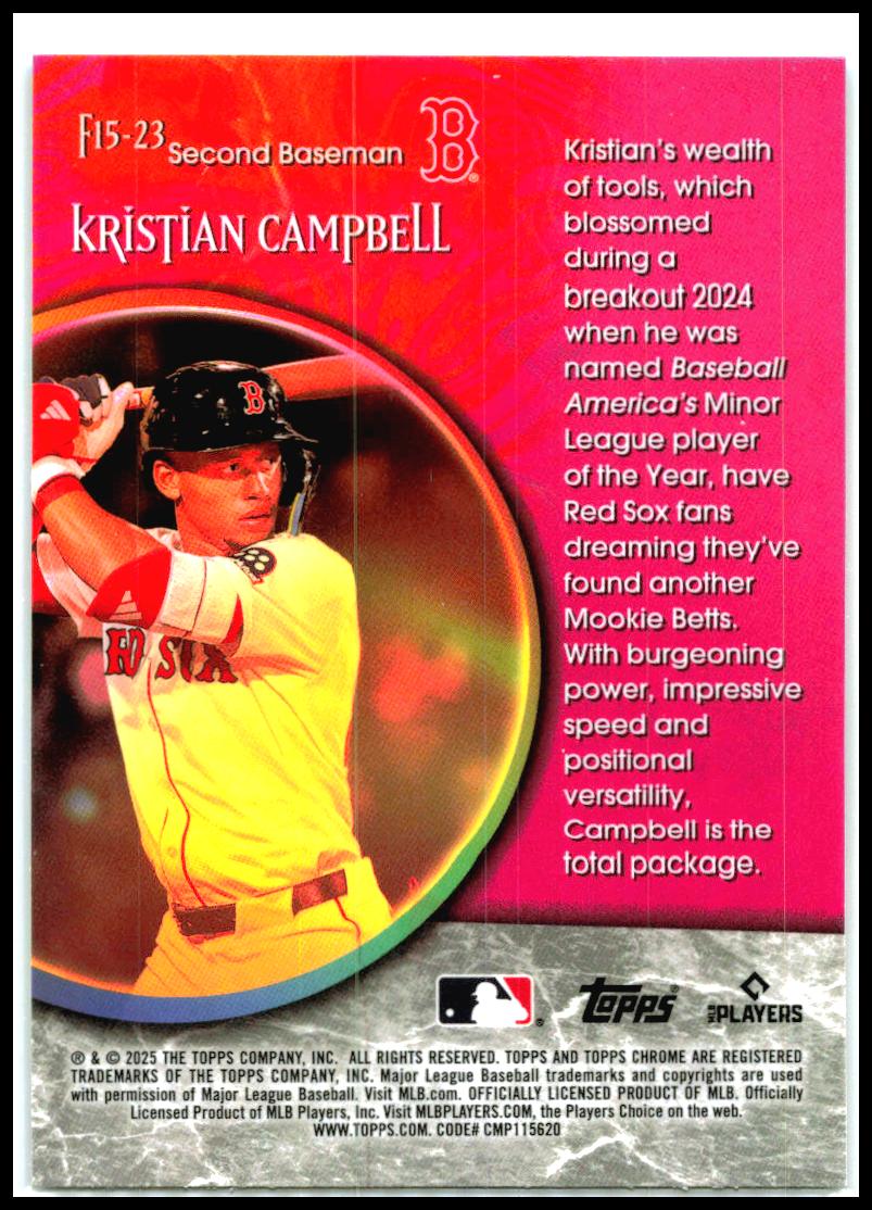 2025 Topps Chrome Update Fortune 15 #F15-23 Kristian Campbell Boston Red Sox
