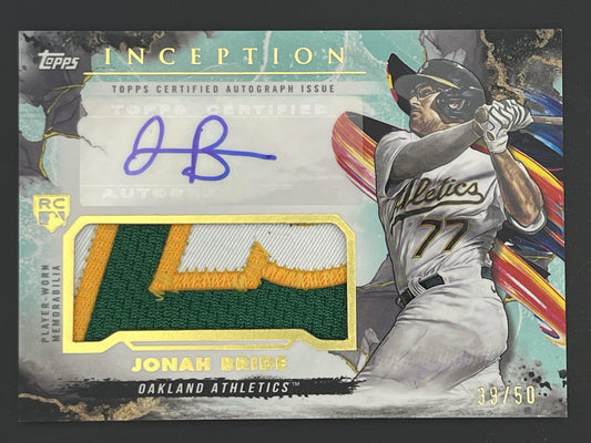 2023 Topps Inception Auto Patch /50 #IAP-JBR Jonah Bride Auto