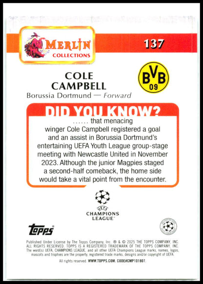 2024-25 Merlin Atomic Refractor #137 Cole Campbell