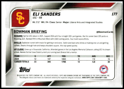 2025 Bowman University Chrome #177 Eli Sanders USC Trojans