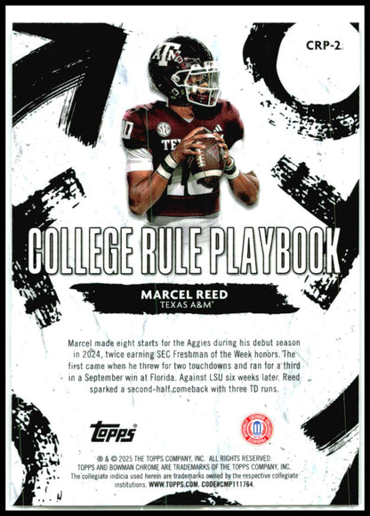 2025 Bowman University Chrome College Rule Playbook #CRP-2 Marcel Reed Aggies