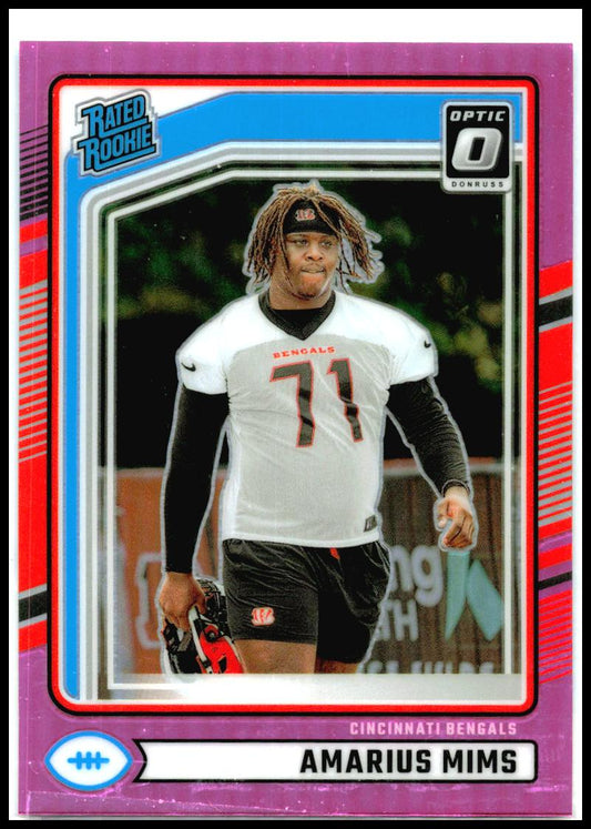 2024 Donruss - Optic Rated Rookies Preview Pink #350 Amarius Mims Rookie Bengals
