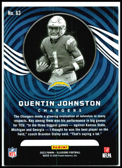 2023 Panini Illusions #63 Quentin Johnston Rookie Los Angeles Chargers