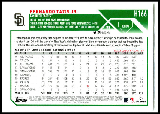 2023 Topps Holiday #H166 Fernando Tatis Jr. San Diego Padres