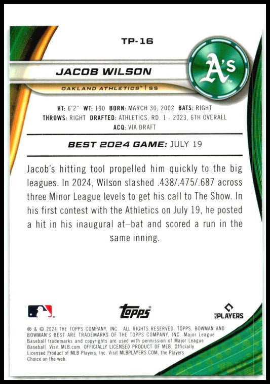 2024 Bowman's Best Prospects #TP-16 Jacob Wilson Oakland Athletics
