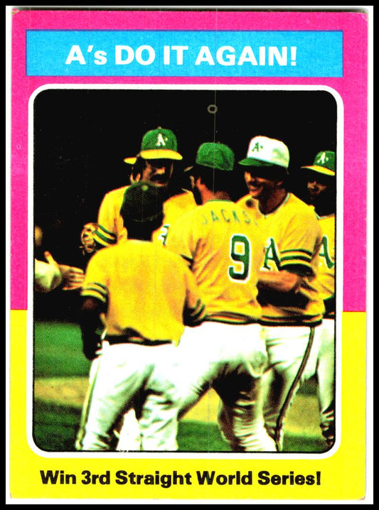 1975 Topps #466 A's Do It Again! Oakland Athletics