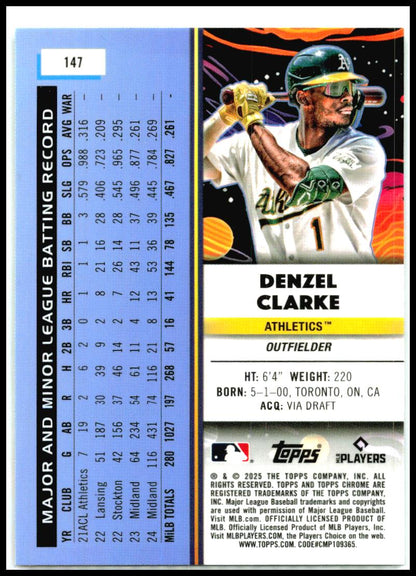 2025 Topps Chrome Cosmic #147 Denzel Clarke Rookie Athletics