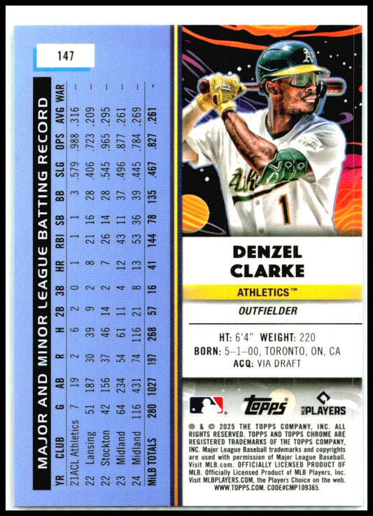 2025 Topps Chrome Cosmic #147 Denzel Clarke Rookie Athletics