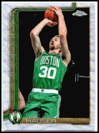 2025-26 Topps Chrome Wave Refractor #14 Sam Hauser Boston Celtics